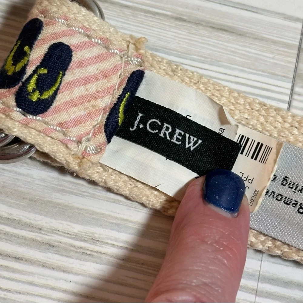 J. Crew Women's Pink Stripe Fabric Flip Flop Belt Size S/M - Picture 3 of 7